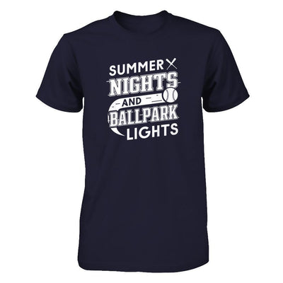Summer Nights Ballpark Lights Baseballs-T-Shirt & Hoodie-Premium T-Shirt-Midnight Navy