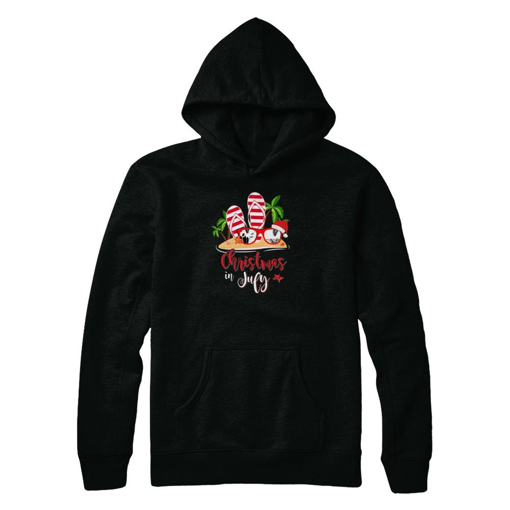 Flip Flop Sunglasses Christmas In July Summer Vacation Beach-T-Shirt & Tank Top-Pullover Hoodie-Black