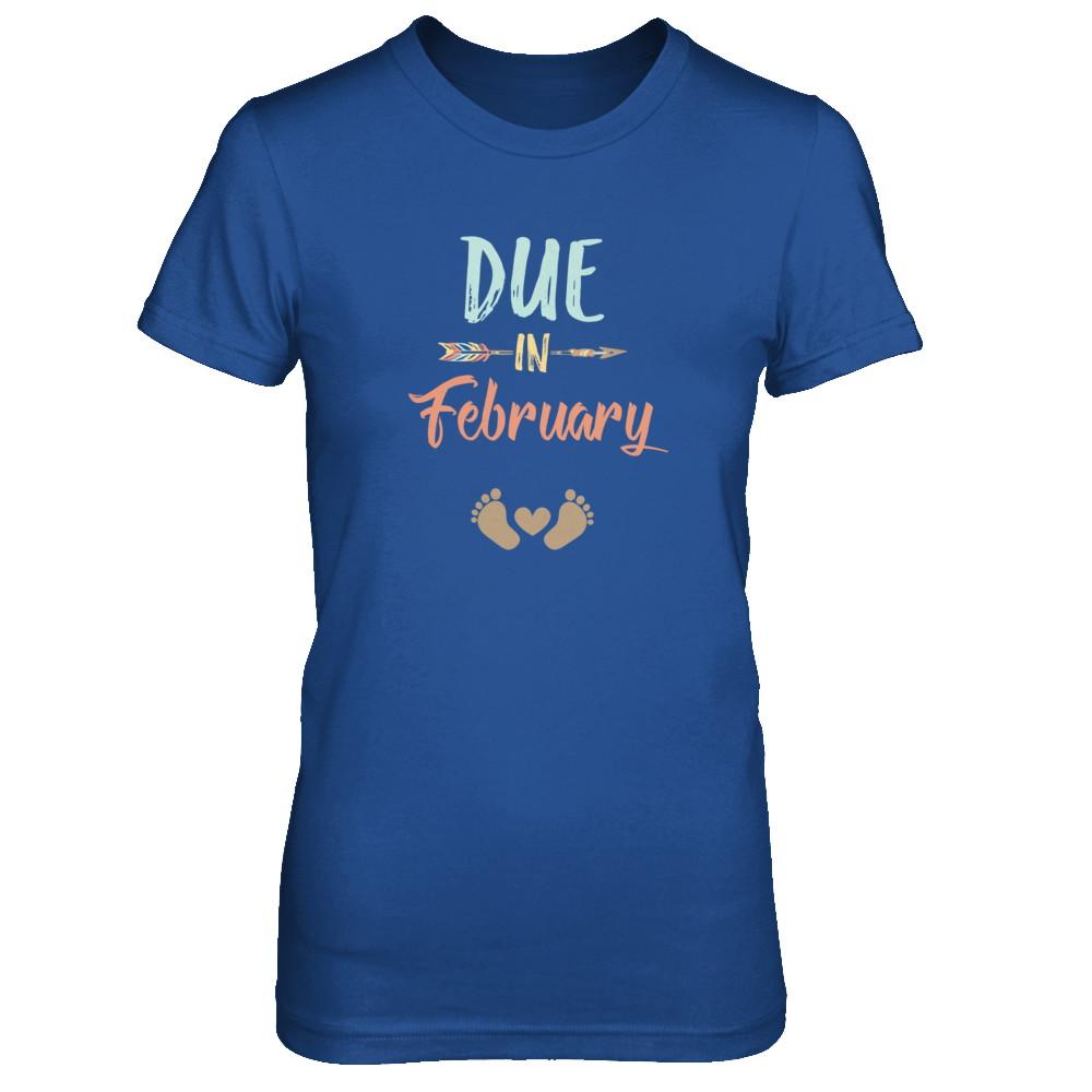 Due Date February 2021 Announcement Mommy Bump Pregnancy-T-Shirt & Tank Top-Women's T-Shirt-Royal