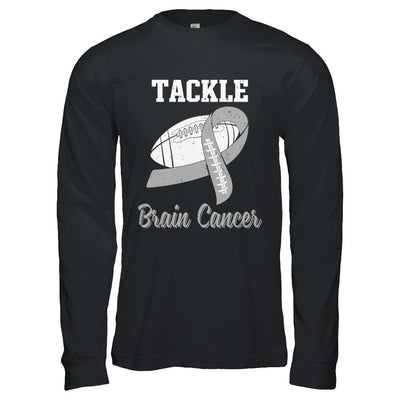 Football Survivor Tackle Gray Brain Cancer Awareness-T-Shirt & Hoodie-Long Sleeve T-Shirt-Black