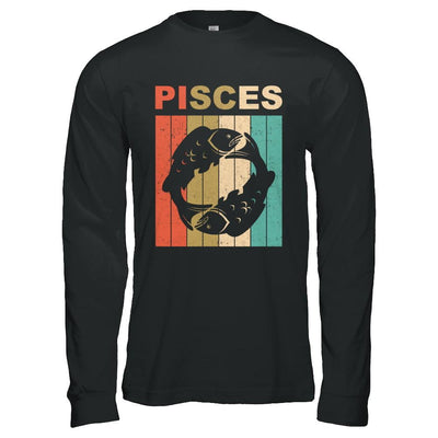 Vintage Pisces Zodiac February March Birthday Gift-T-Shirt & Hoodie-Long Sleeve T-Shirt-Black