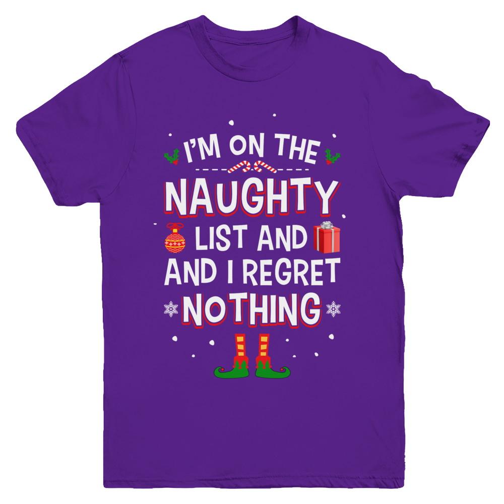 I'm On The Naughty List Funny Christmas Youth-Youth Shirt-Youth T-Shirt-Purple