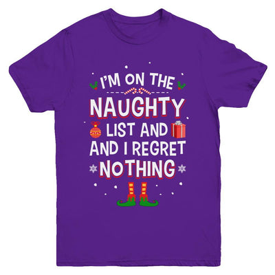 I'm On The Naughty List Funny Christmas Youth-Youth Shirt-Youth T-Shirt-Purple