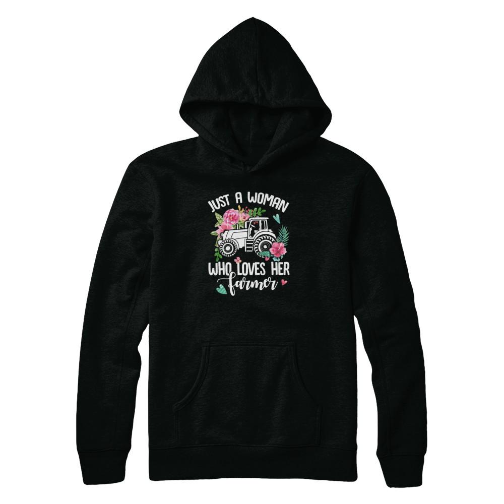 Just A Woman Who Loves Her Farmer-T-Shirt & Tank Top-Pullover Hoodie-Black