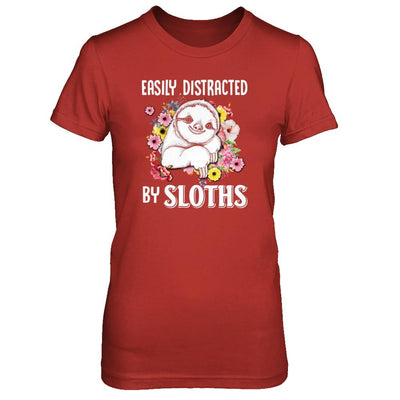 Easily Distracted By Sloths-T-Shirt & Tank Top-Women's T-Shirt-Red