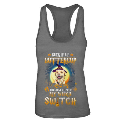 Buckle Up Buttercup Halloween Witch Labrador Costume-T-Shirt & Tank Top-Women's Ideal Racerback Tank-Dark Grey