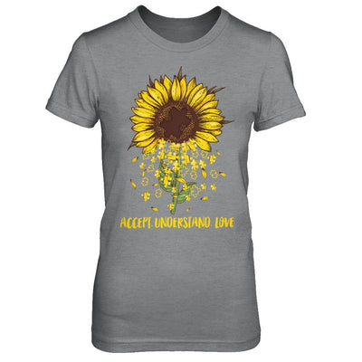 Sunflower Accept Understand Love Autism Awareness-T-Shirt & Hoodie-Women's T-Shirt-Sport Grey