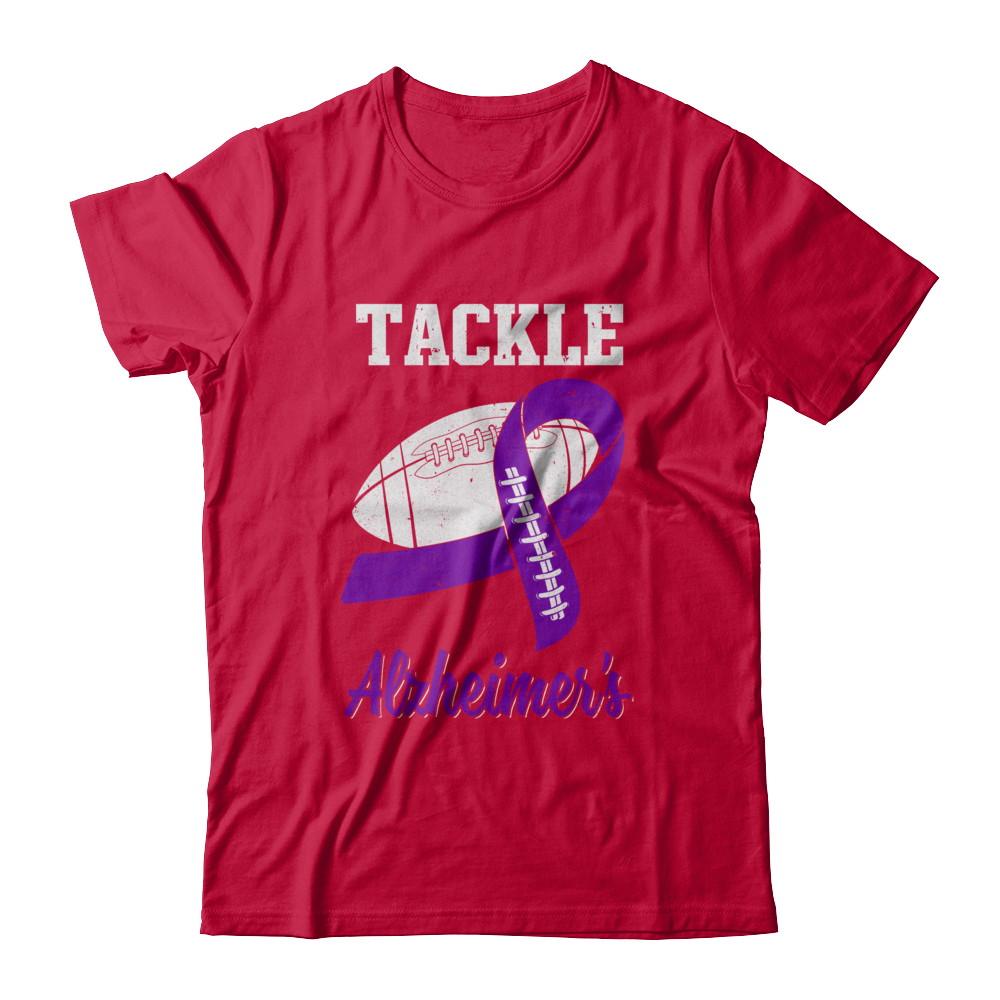 Football Survivor Tackle Purple Alzheimer's Awareness-T-Shirt & Hoodie-Classic T-Shirt-Red