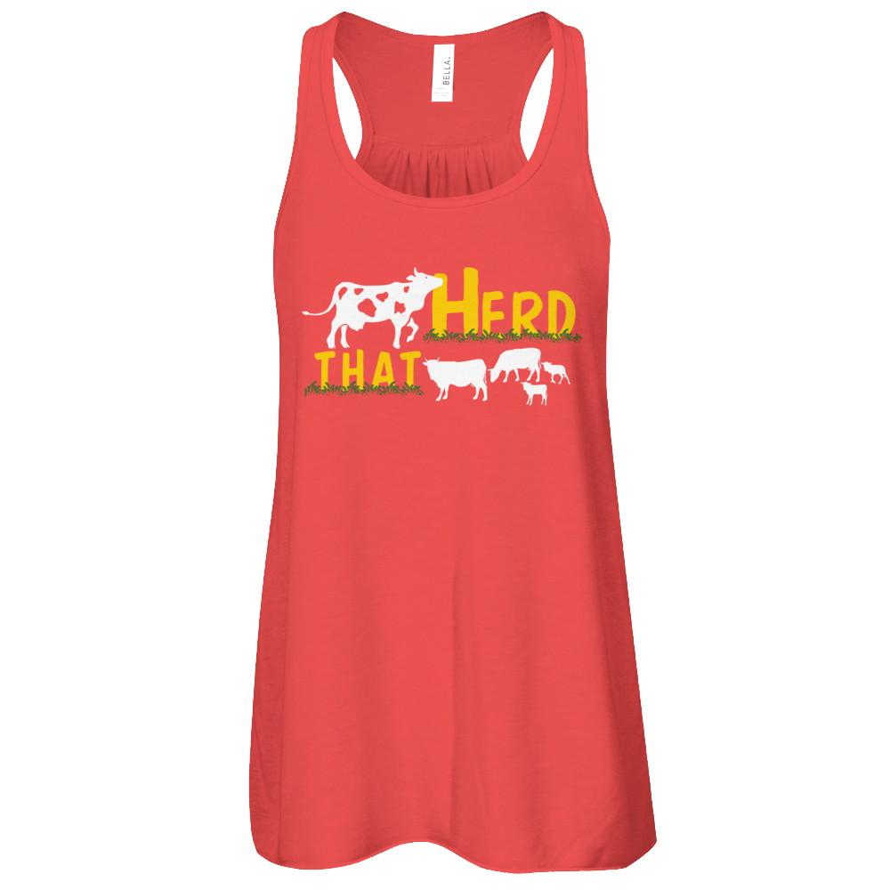 Herd That Cows Cattle Farmer-T-Shirt & Tank Top-Women's Flowy Racerback Tank-Red