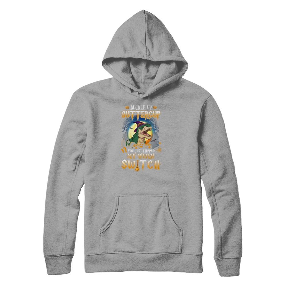 Buckle Up Buttercup Halloween Witch Dinosaur Costume-T-Shirt & Tank Top-Pullover Hoodie-Light Steel