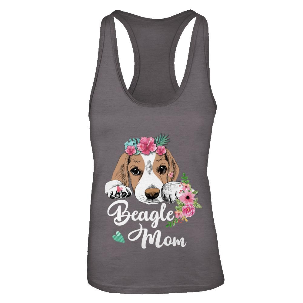 Beagle Mom Funny Dog Mom Gift Idea-T-Shirt & Tank Top-Women's Ideal Racerback Tank-Dark Grey