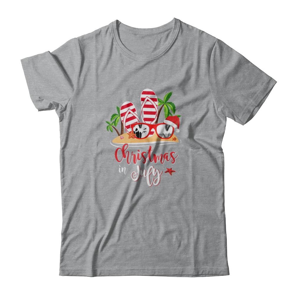 Flip Flop Sunglasses Christmas In July Summer Vacation Beach-T-Shirt & Tank Top-Classic T-Shirt-Sport Grey