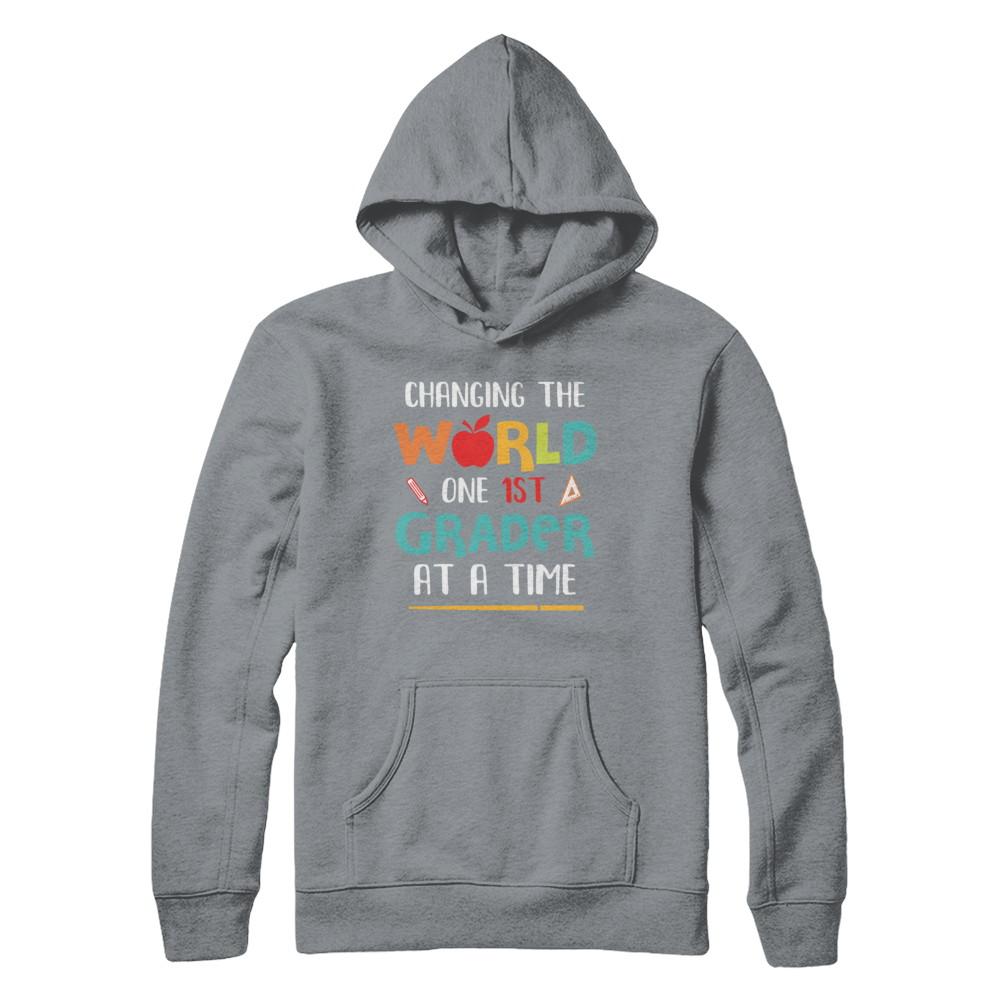 Changing The World One 1st Grader Back To School Teacher-T-Shirt & Hoodie-Pullover Hoodie-Light Steel