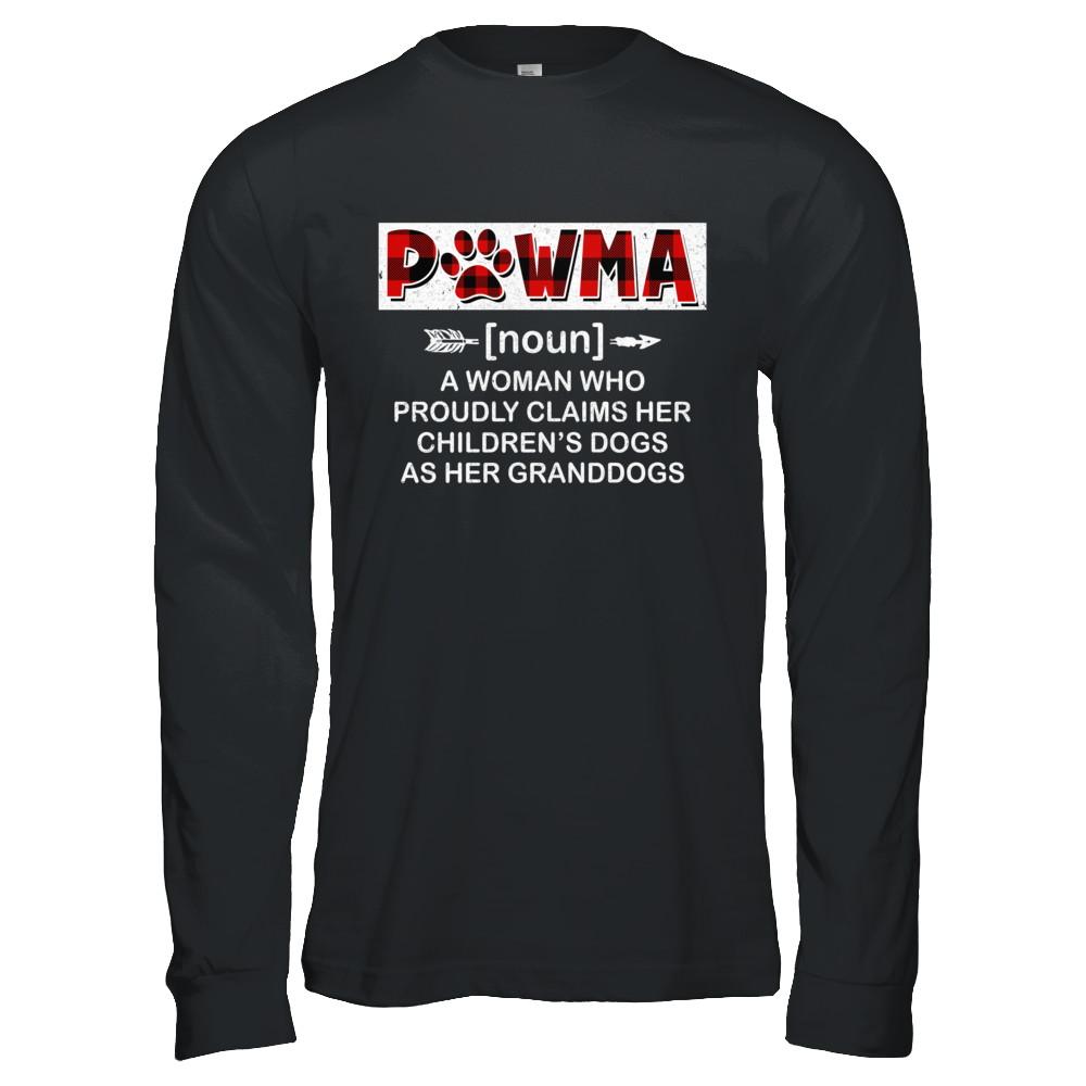 Pawma Buffalo Plaid Mom Proudly Claims Her Children's Dogs-T-Shirt & Hoodie-Long Sleeve T-Shirt-Black