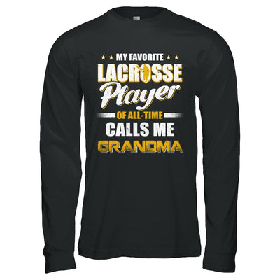 My Favorite Lacrosse Player Calls Me Grandma Lacrosse-T-Shirt & Hoodie-Long Sleeve T-Shirt-Black