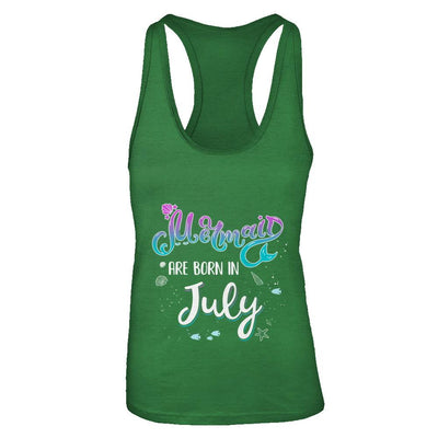Mermaids Are Born In July Birthday Girl Gift-T-Shirt & Tank Top-Women's Ideal Racerback Tank-Kelly Green