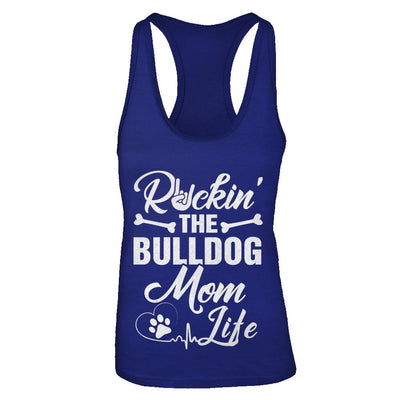 Rockin The Bulldog Mom Life-T-Shirt & Tank Top-Women's Ideal Racerback Tank-Royal