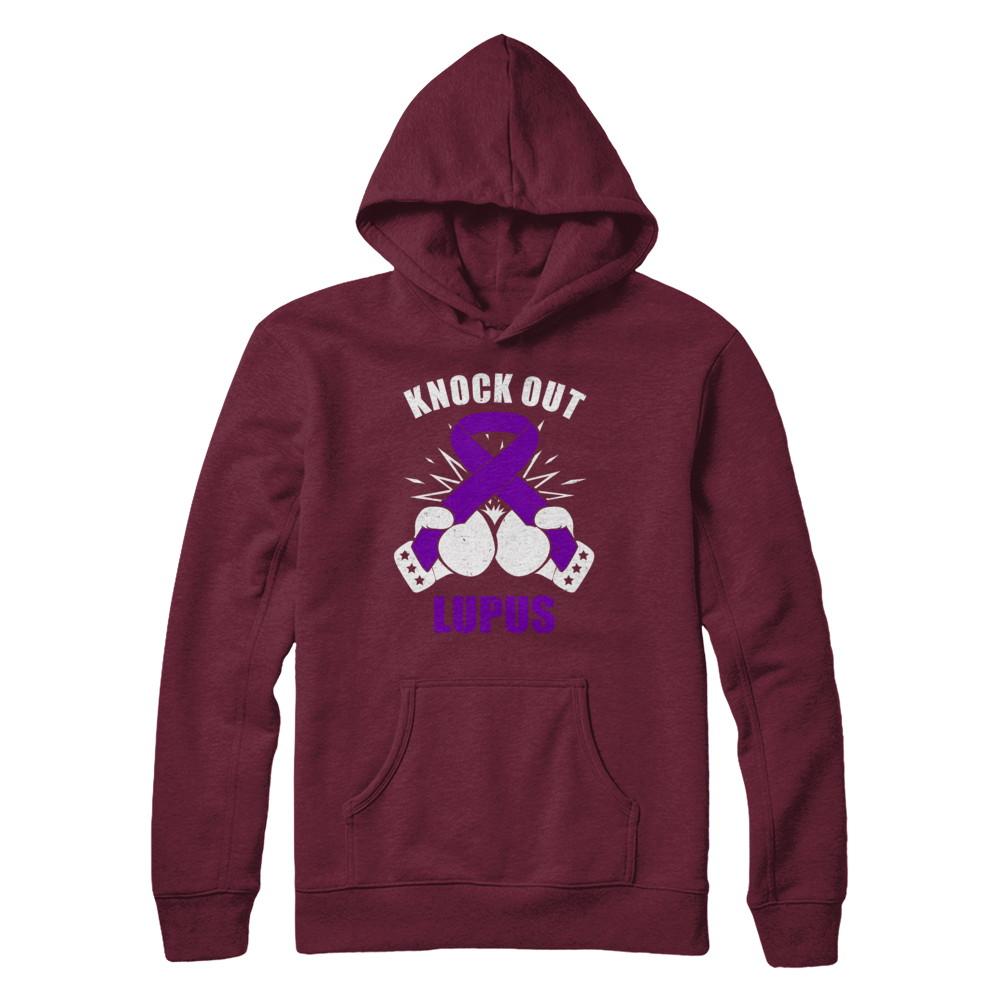 Boxing knock out Lupus Awareness Support-T-Shirt & Hoodie-Pullover Hoodie-Maroon