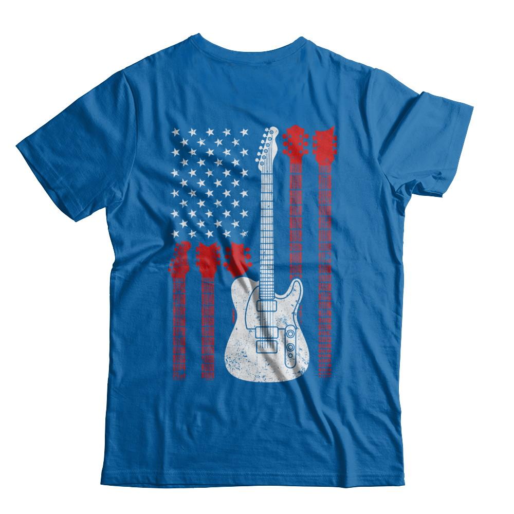 Guitar American Us Flag Music Player-T-Shirt & Hoodie-Classic T-Shirt-Royal