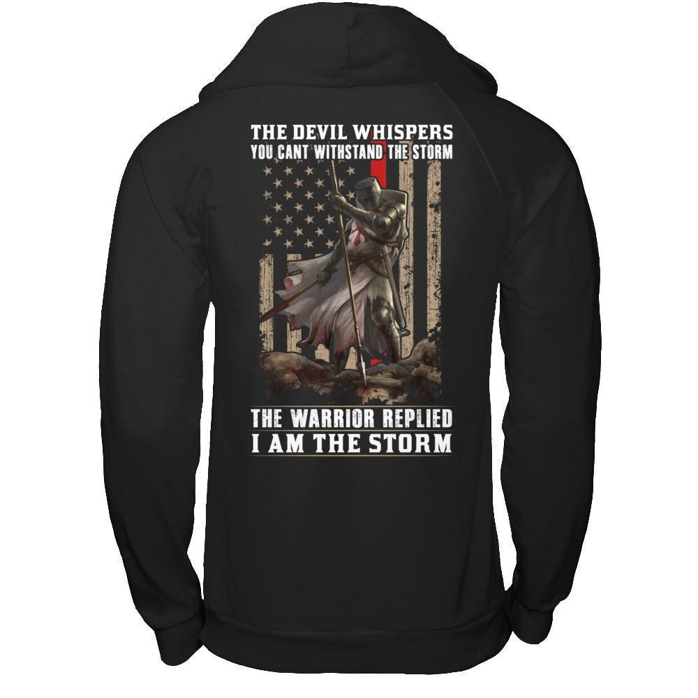 Knight Templar The Devil Whispers You Can't Withstand The Storm-T-Shirt & Hoodie-Pullover Hoodie-Black