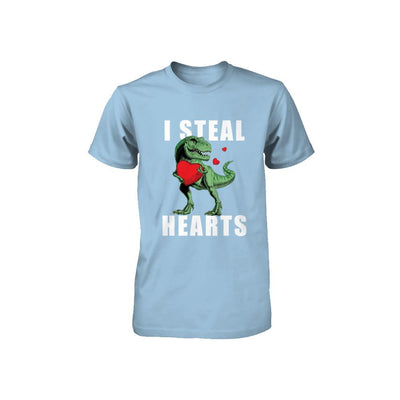 I Steal Hearts Funny Valentines Day Dinosaur T-Rex Boys Youth-Youth Shirt-Toddler T-Shirt-Light Blue