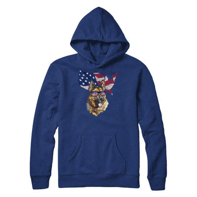 Funny Patriot German Shepherd Dog 4Th Of July American Flag-T-Shirt & Hoodie-Pullover Hoodie-Deep Royal