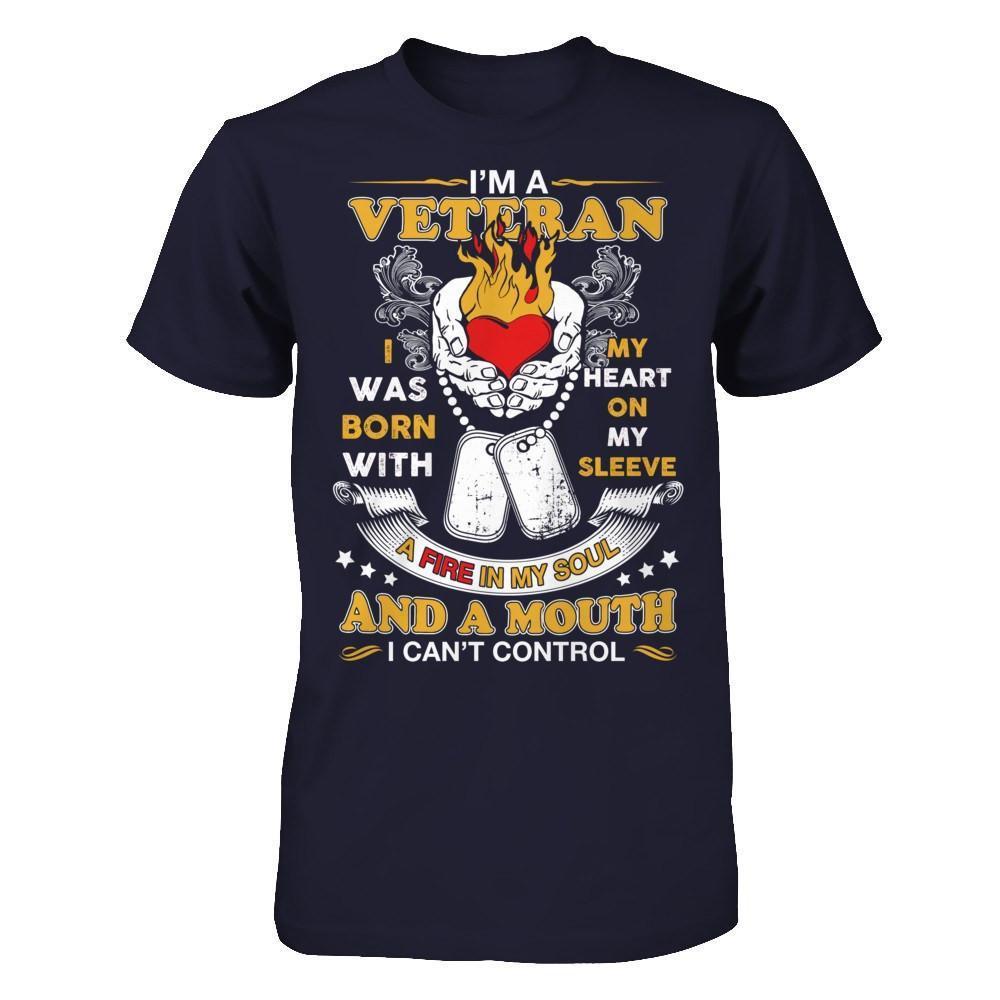 I'm A Veteran I Was Born With My Heart On My Sleeve-T-Shirt & Hoodie-Premium T-Shirt-Midnight Navy