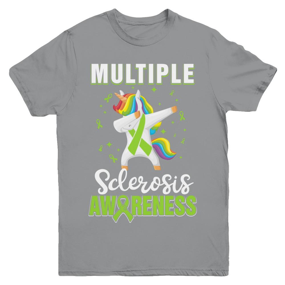 Inspirational Multiple Sclerosis Awareness Unicorn Support Youth-Youth Shirt-Youth T-Shirt-Sport Grey