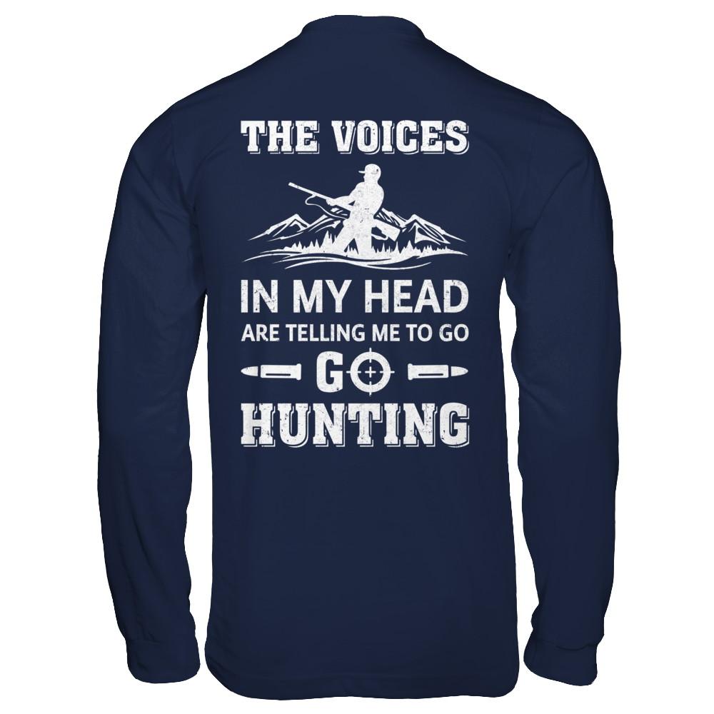 The Voices In My Head Are Telling Me To Go Hunting-T-Shirt & Hoodie-Long Sleeve T-Shirt-Navy