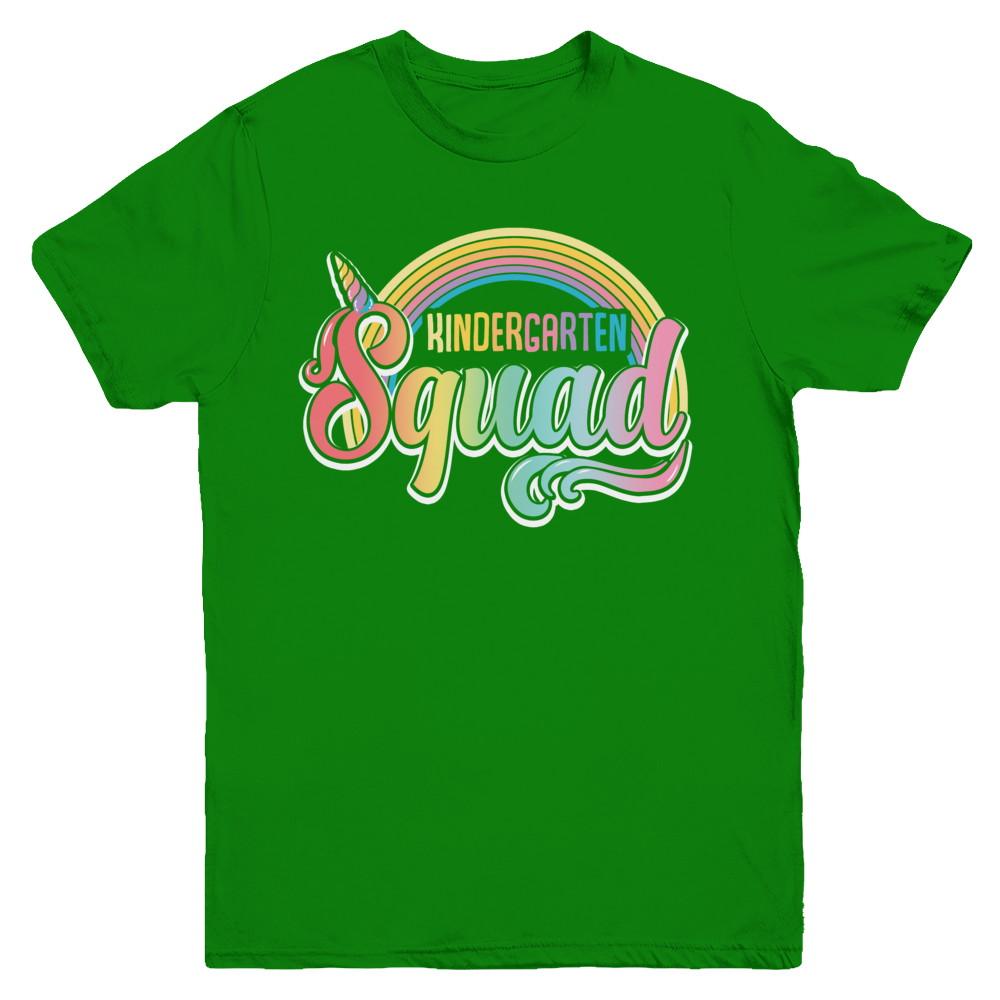 Kindergarten Squad Cute Rainbow Unicorn Back To School Youth-Youth Shirt-Youth T-Shirt-Irish Green