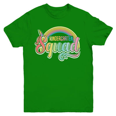 Kindergarten Squad Cute Rainbow Unicorn Back To School Youth-Youth Shirt-Youth T-Shirt-Irish Green