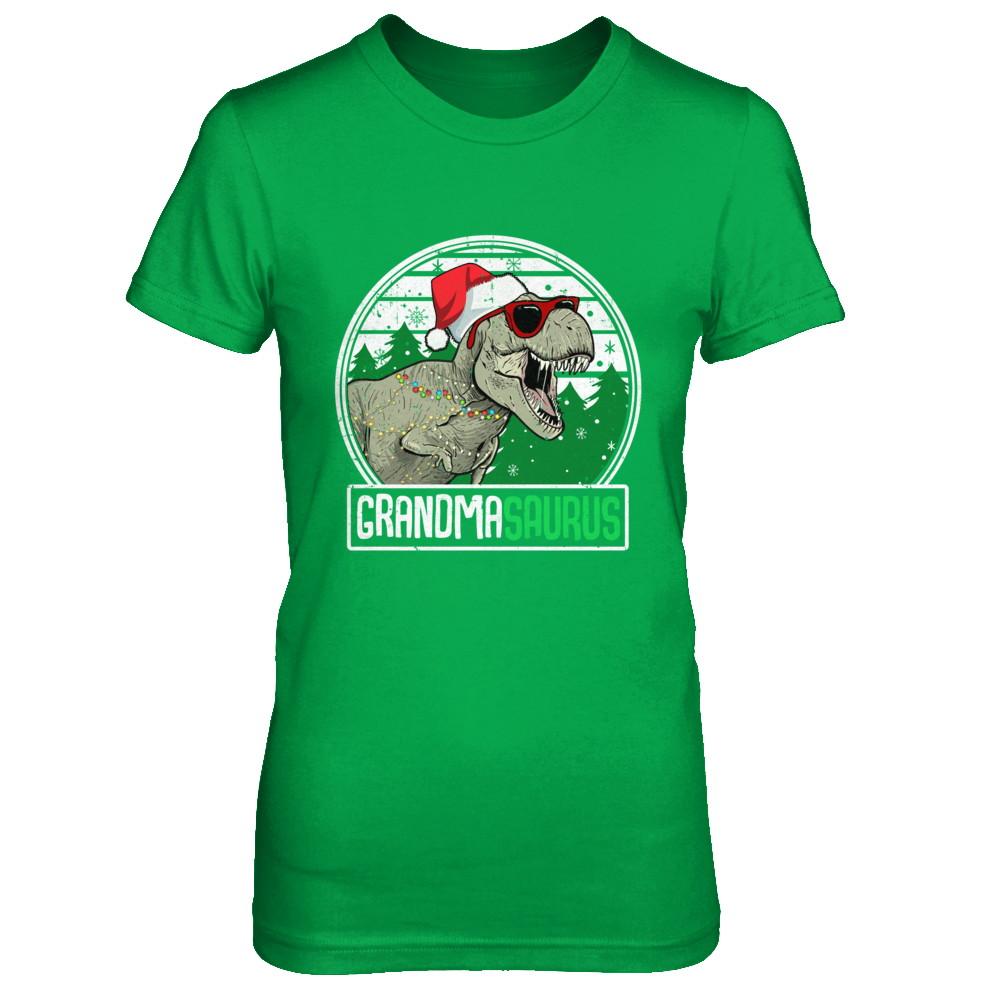Grandmasaurus Grandma Dinosaur T-Rex Family Christmas-T-Shirt & Sweatshirt-Women's T-Shirt-Irish Green