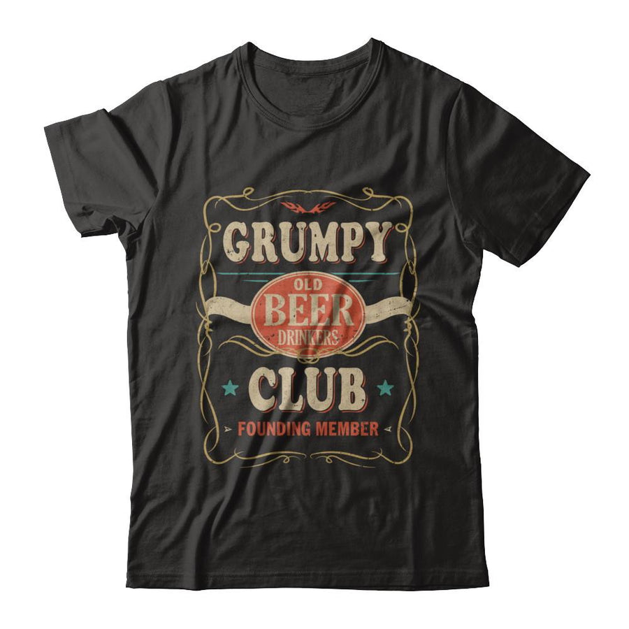 Grumpy Old Beer Drinkers Club Founding Member Fathers Day-T-Shirt & Hoodie-Classic T-Shirt-Black