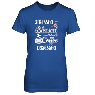 Stressed Blessed And Coffee Obsessed-T-Shirt & Tank Top-Women's T-Shirt-Royal