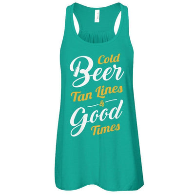 Cold Beer Tan Lines And Good Times-T-Shirt & Tank Top-Women's Flowy Racerback Tank-Kelly