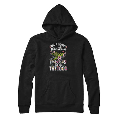Just A Woman Who Loves Turtles And Has Tattoos-T-Shirt & Tank Top-Pullover Hoodie-Black