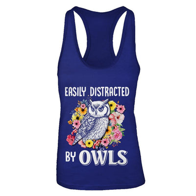 Easily Distracted By Owls-T-Shirt & Tank Top-Women's Ideal Racerback Tank-Royal