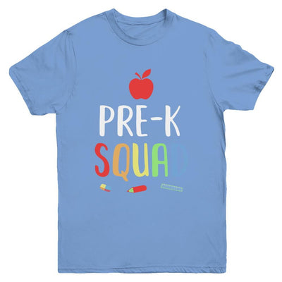 Pre-K Preschool Squad Back To School Teacher Gift Youth-Youth Shirt-Youth T-Shirt-Carolina Blue