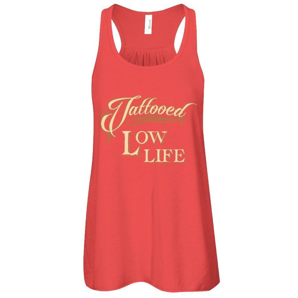 Tattooed Low Life-T-Shirt & Tank Top-Women's Flowy Racerback Tank-Red