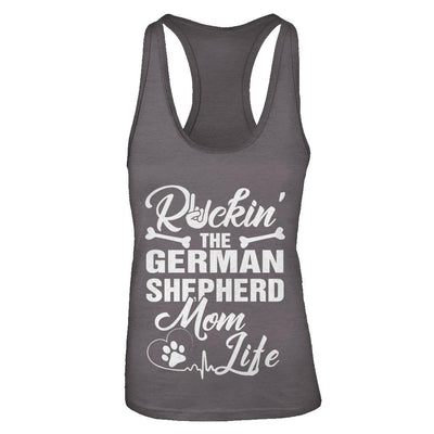 Rockin The German Shepherd Mom Life-T-Shirt & Tank Top-Women's Ideal Racerback Tank-Dark Grey