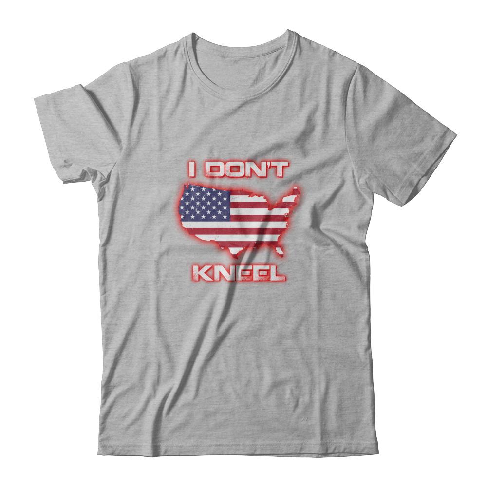 I Don't Kneel Us American Flag-T-Shirt & Tank Top-Premium T-Shirt-Heather Gray