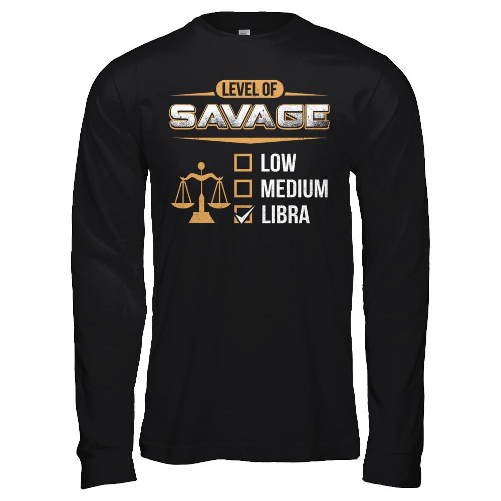 Level Of Savage Libra-T-Shirt & Hoodie-Long Sleeve T-Shirt-Black
