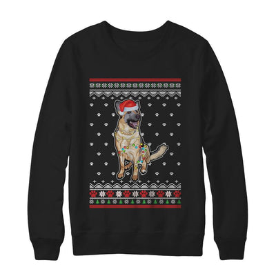 German Shepherd Christmas Ugly Sweater Lights Dog Xmas Gift-T-Shirt & Sweatshirt-Crewneck Sweatshirt-Black