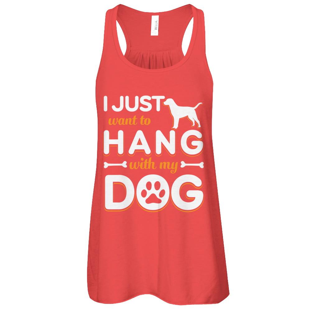 I Just Want To Hang With My Dog-T-Shirt & Tank Top-Women's Flowy Racerback Tank-Red