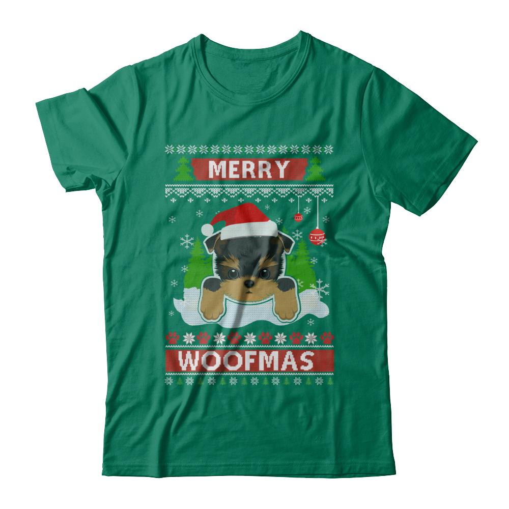 Yorkie Merry Woofmas Ugly Christmas Sweater-T-Shirt & Sweatshirt-Classic T-Shirt-Kelly Green