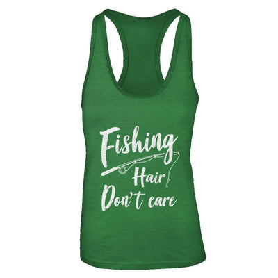 Fishing Hair Don't Care-T-Shirt & Tank Top-Women's Ideal Racerback Tank-Kelly Green