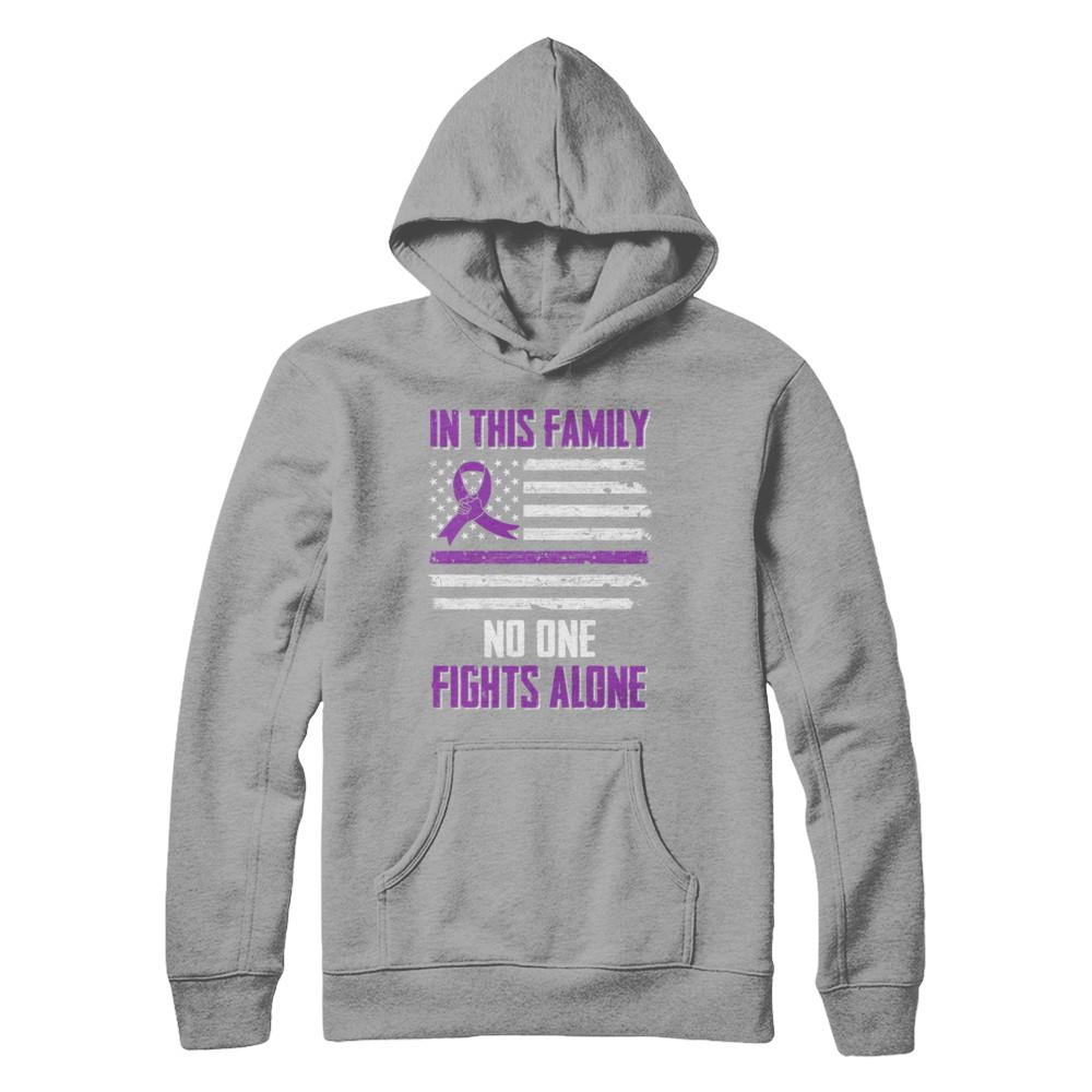 In This Family No One Fights Alone Pancreatic Cancer-T-Shirt & Hoodie-Pullover Hoodie-Light Steel