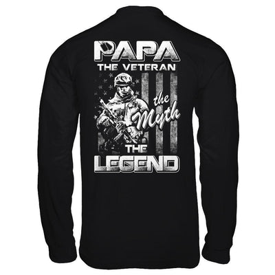 Papa The Veteran The Myth The Legend-T-Shirt & Hoodie-Long Sleeve T-Shirt-Black