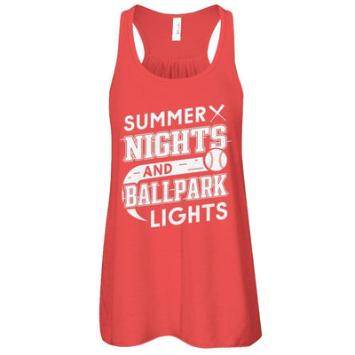 Summer Nights Ballpark Lights Baseballs-T-Shirt & Hoodie-Women's Flowy Racerback Tank-Red
