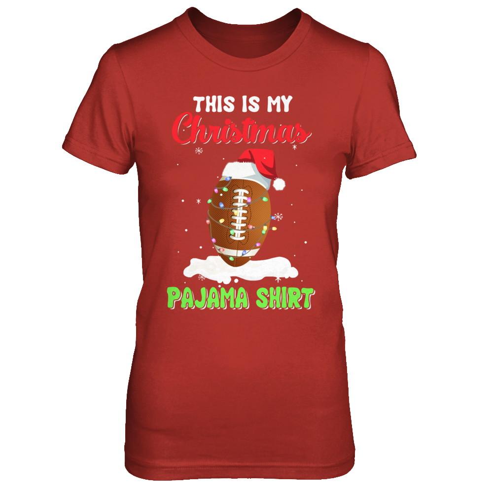 This Is My Christmas Pajama Xmas Football Santa-T-Shirt & Sweatshirt-Women's T-Shirt-Red
